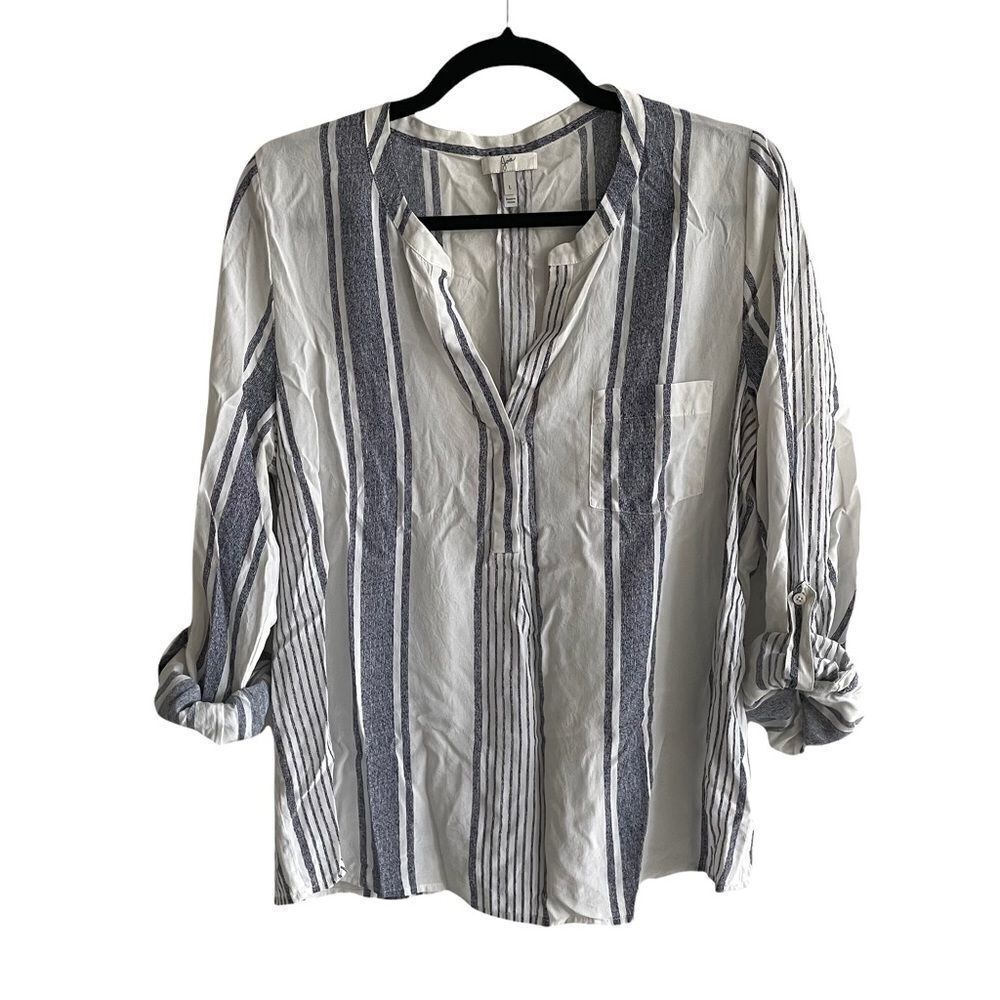 JOIE Silk Striped Popover Blouse Blue White L